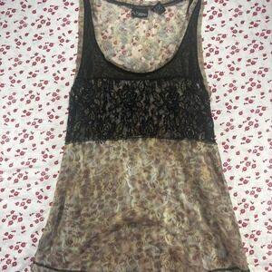 Y2K Daytrip womens sz S green mesh scoop neck tank top